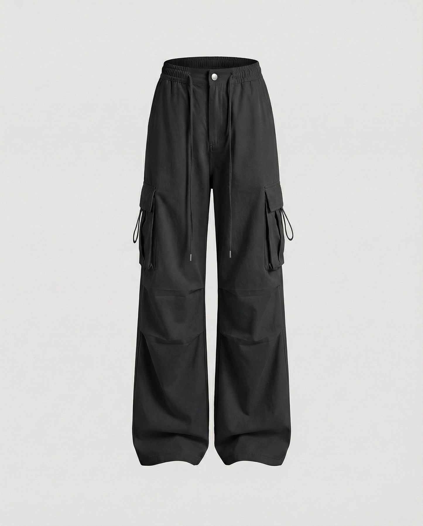 Damen Cargohose Hochtailliert mit Seitenschlaufen und Verstellbarem Saum