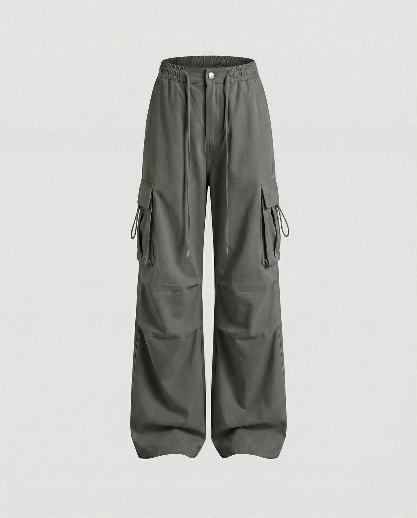 Damen Cargohose Hochtailliert mit Seitenschlaufen und Verstellbarem Saum