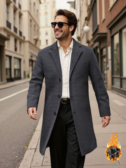 Herren Mantel Doppelreihig Elegant Leder