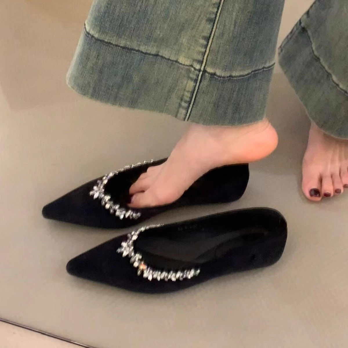 Damen Ballerinas Glitzernd Elegant mit Applikation - BerlinGlamour