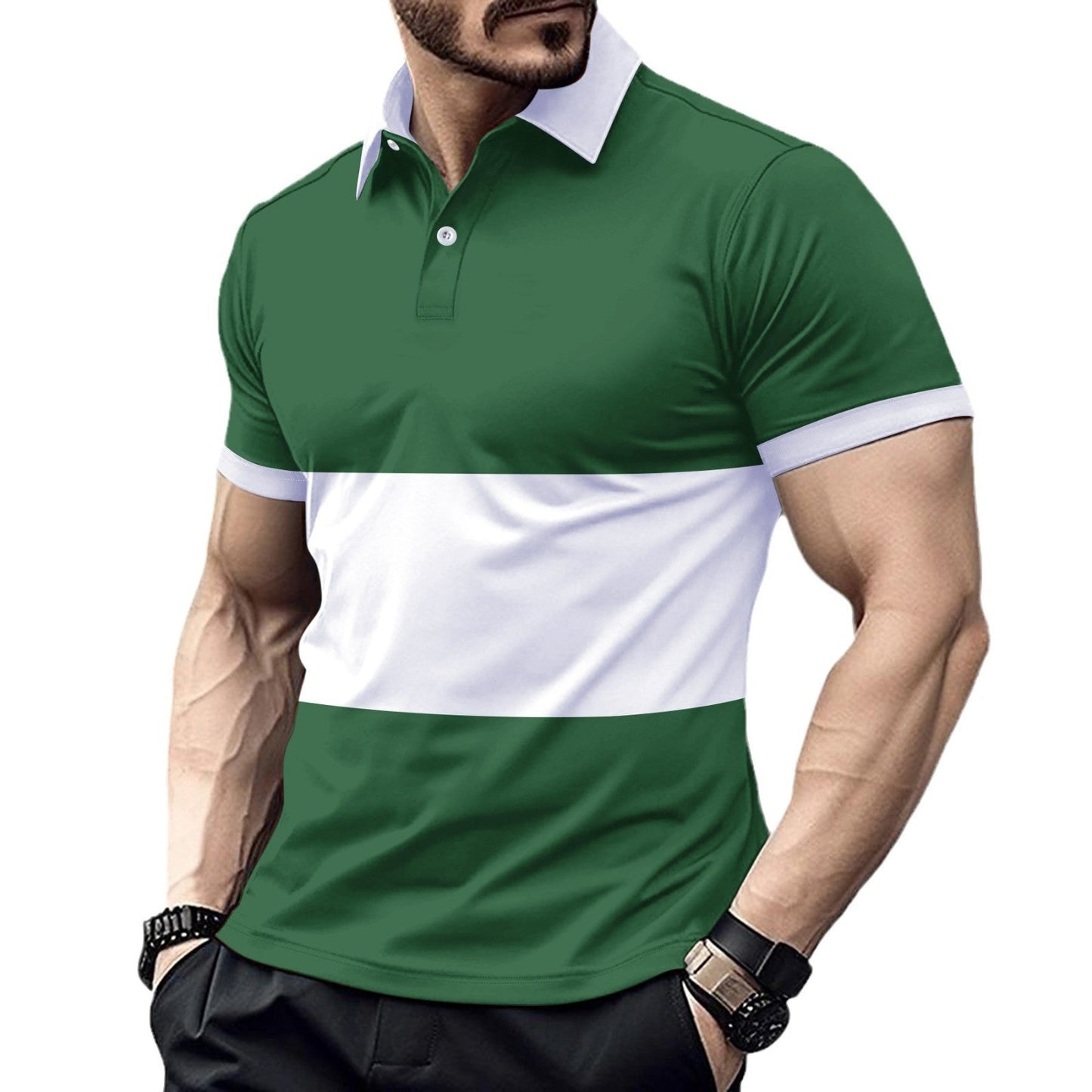 Herren Poloshirt Farbverlauf Elegant mit Brusttasche