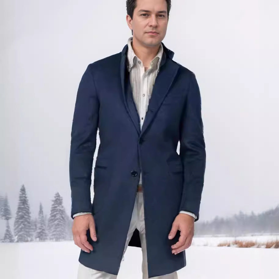 Herren Mantel Slim Fit aus Wolle Schwarz Eleganter Übergangsmantel - BerlinGlamour