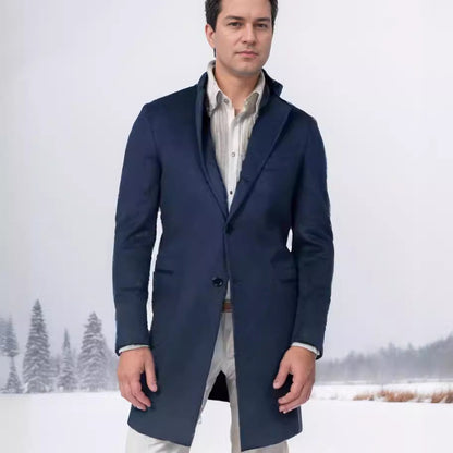 Herren Mantel Slim Fit aus Wolle Schwarz Eleganter Übergangsmantel - BerlinGlamour