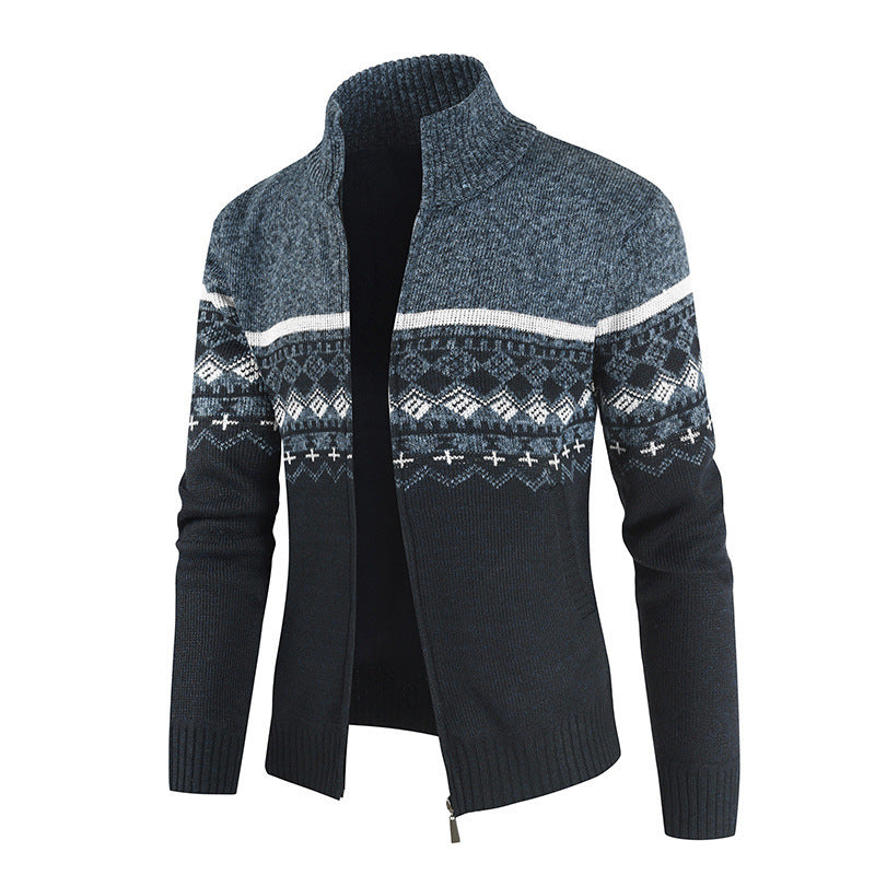 Herren Strickjacke Modern Geometrisches Muster Zipper