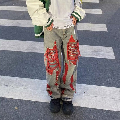 Herren Jeans Lässig Destroyed Ripped Berlin Style