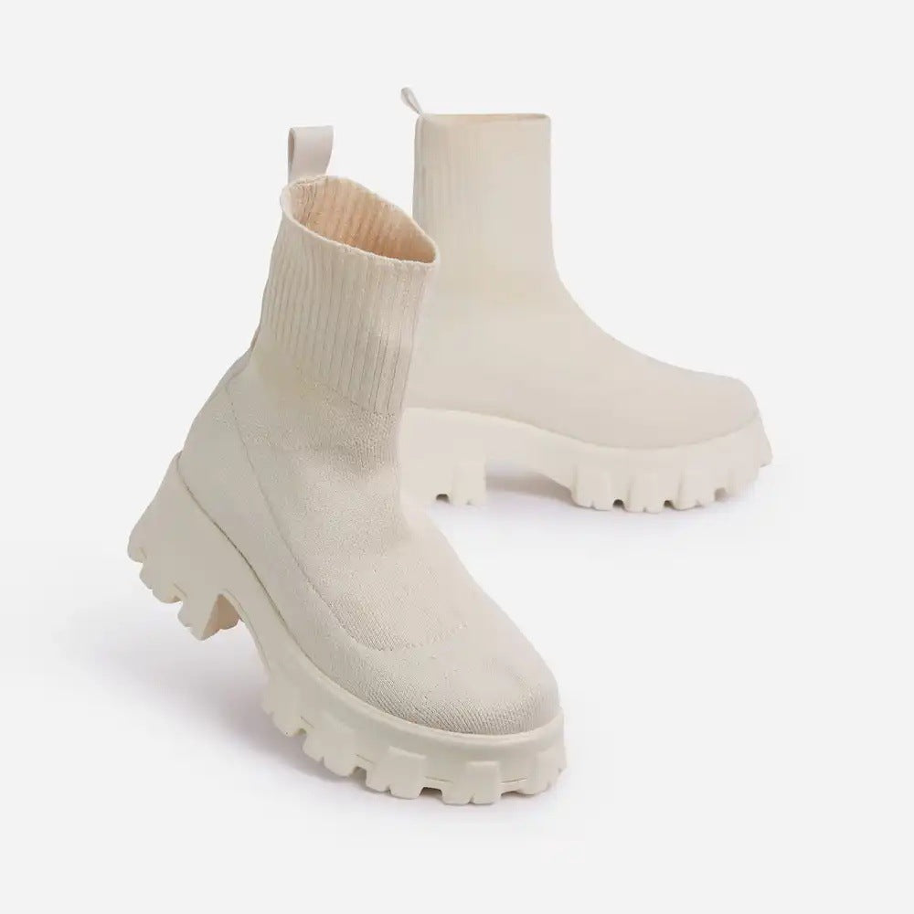 Damen Strumpfstiefel Elastisch Komfortabel Mit Weicher Sohle