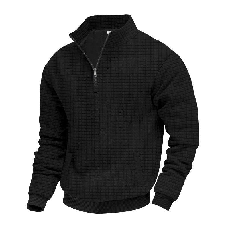 Herren Sweatshirt Halbzipp Reißverschluss Strukturiert Modern