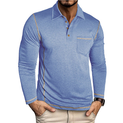 Herren Polohemd Langarm Modern Struktur