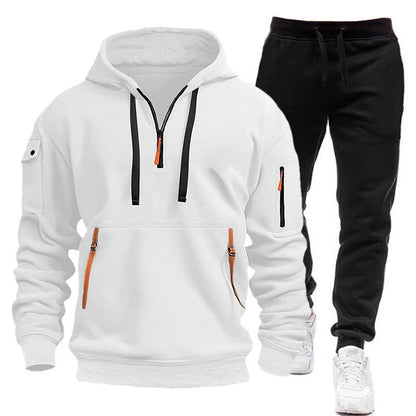 Herren Hoodie Kurz Reißverschluss Taschen Modern