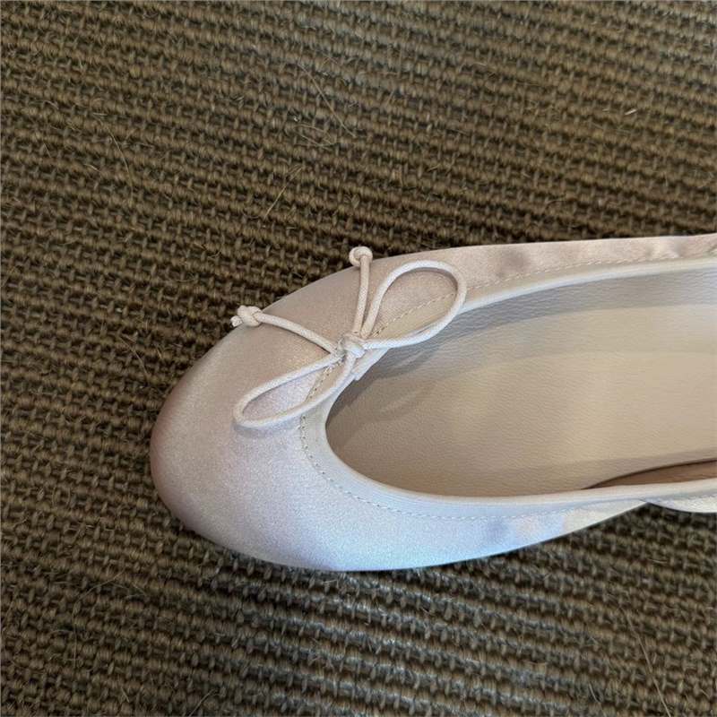 Damen Ballerinas Elastisch Bequem Schleifen Detail