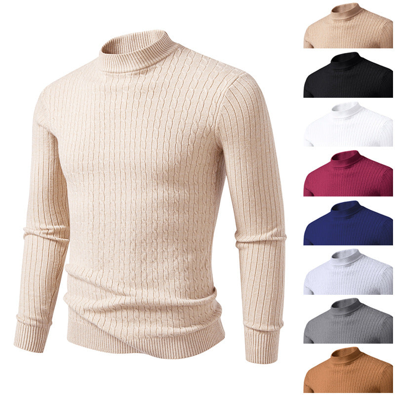 Herren Rollkragenpullover mit Zopfmuster Modern - BerlinGlamour