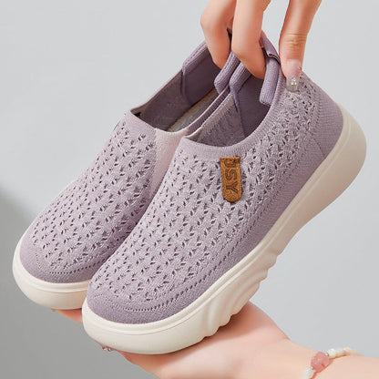 Damen Sneaker Slip-On Elastisch Bequem Weißen - BerlinGlamour