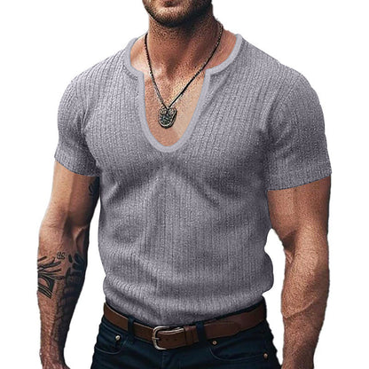 Herren Pulli Kurzarm V-Ausschnitt Modern Casual
