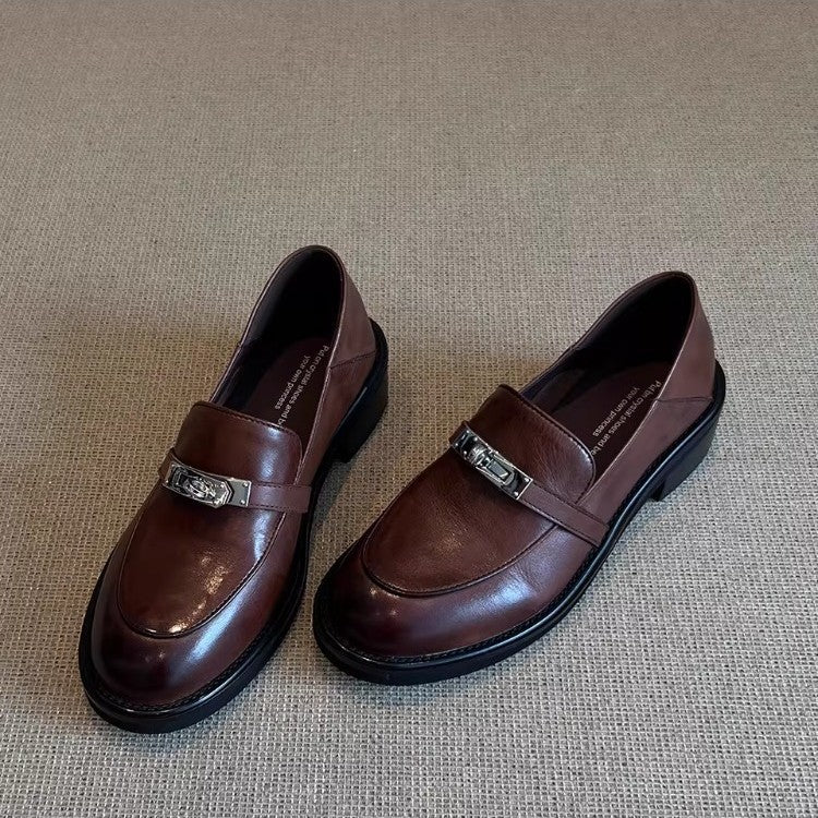Damen Loafers Bequem Schnallen Detail Modern