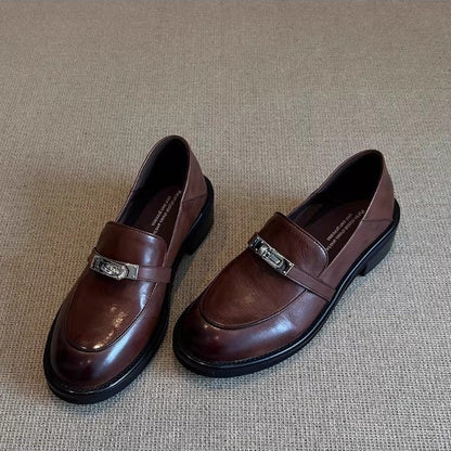 Damen Loafers Bequem Schnallen Detail Modern