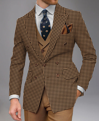 Herren Blazer Doppelt gefüttert Business Elegant Punktmuster