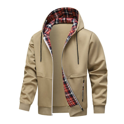 Herren Hybridjacke Sportlich Karomuster Wasserabweisend