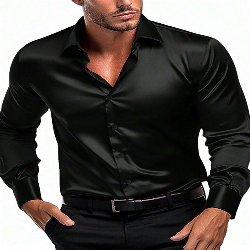 Elegantes Herren-Hemd mit klassischem Kragen Seide - BerlinGlamour