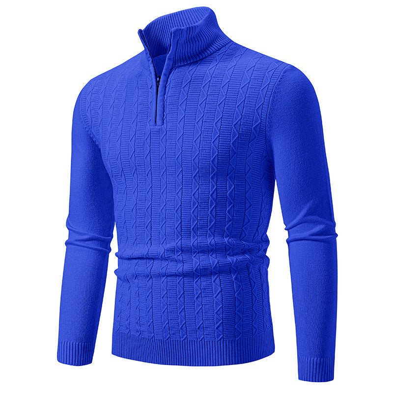 Herren Pullover Modern Stehkragen Reißverschluss Strick