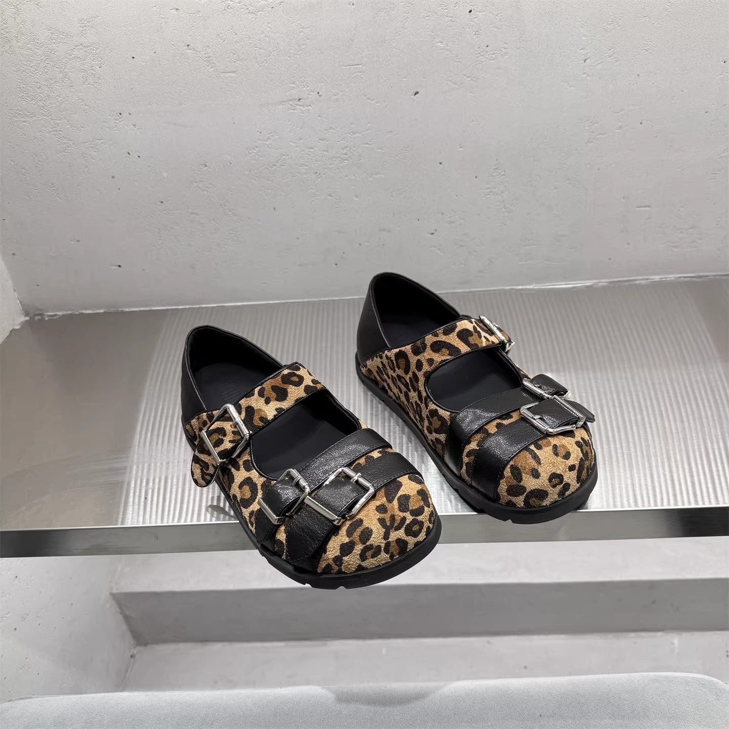Damen Ballerinas Bequem Verstellbar Schnalle Comfort Schuhe
