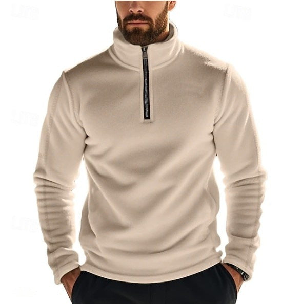 Herren Fleece Pullover Warm Halbhoch Reißverschluss