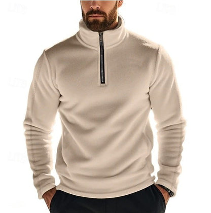 Herren Fleece Pullover Warm Halbhoch Reißverschluss