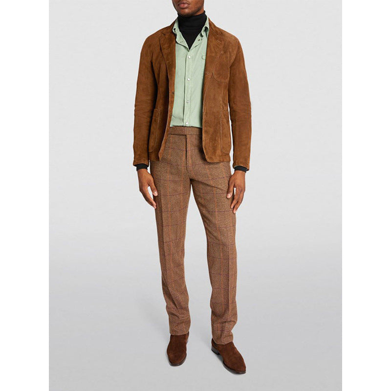 Herren Blazer Wildleder Modern Lässig Schnitt