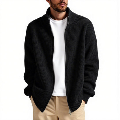 Herren Strickjacke Warm Hochkragen Reißverschluss