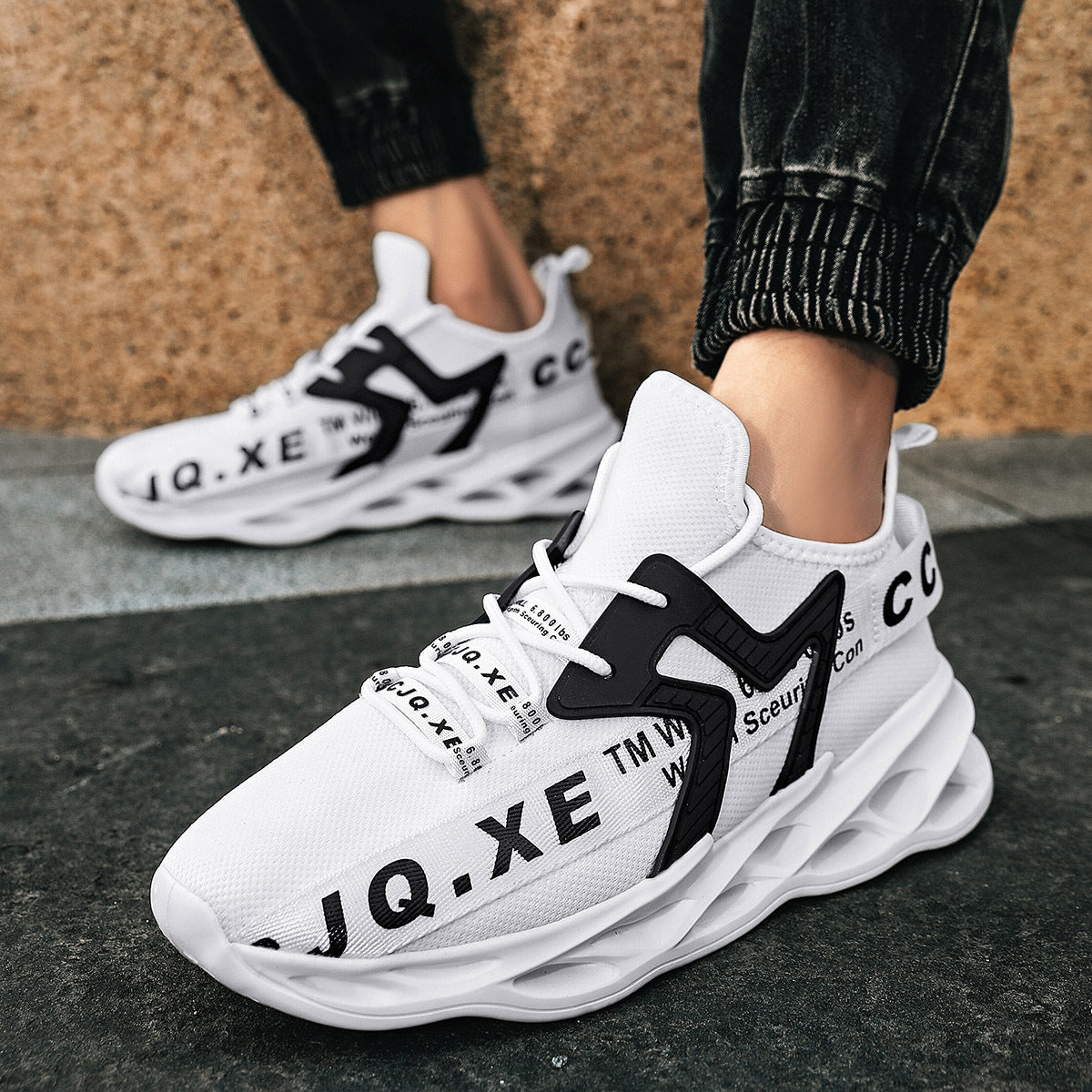 Damen Sneaker Leicht Luftig Sportschuhe Weißen Sohlen