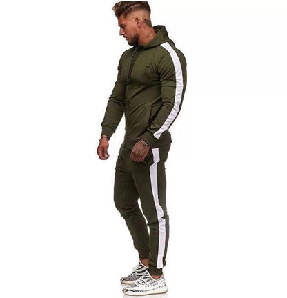 Herren Sport-Hoodie-Set mit Streifen Trendig Grau