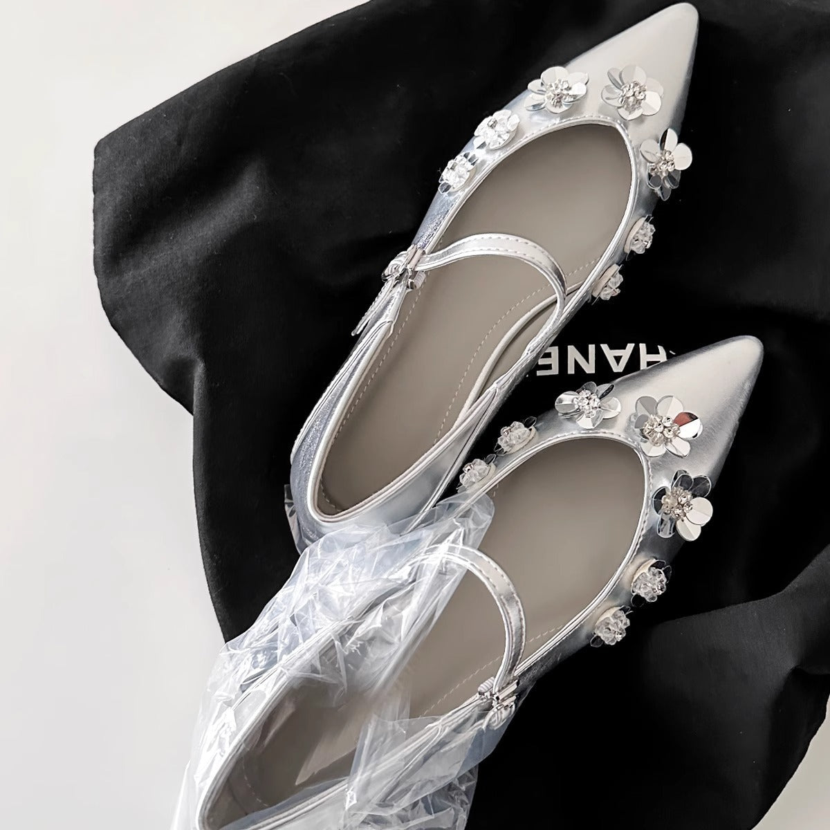 Damen Schuhe Elegant Spitze Floral mit Glitzer