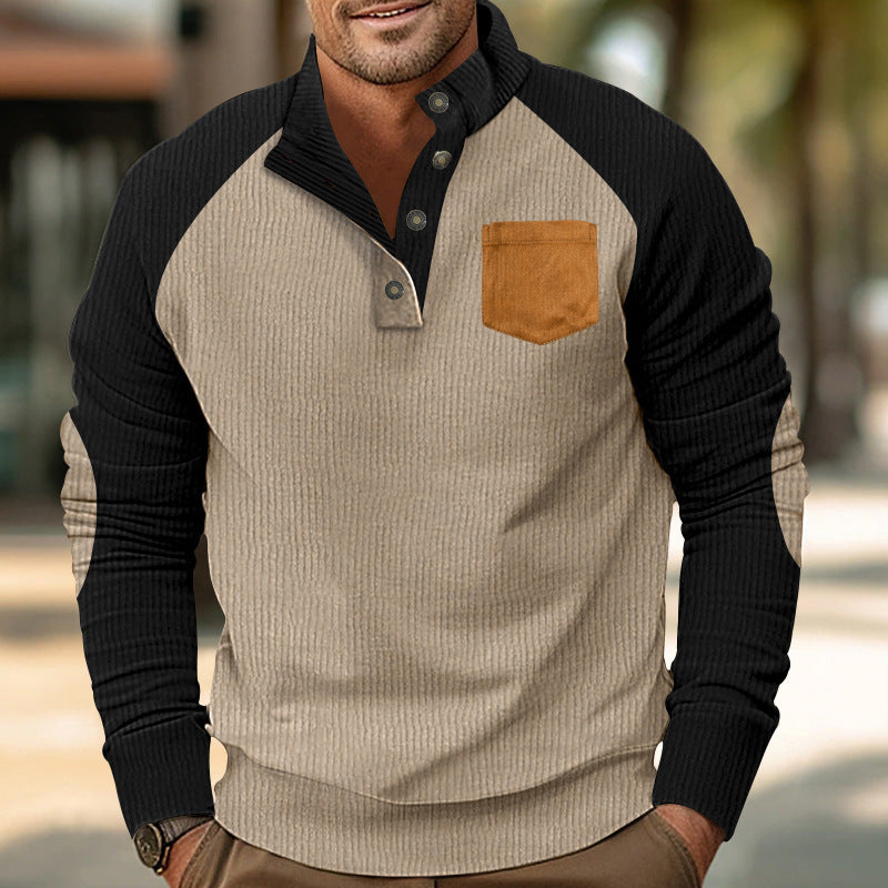 Herren Pullover Langarm Gemütlich Modern mit Kontrastdetails
