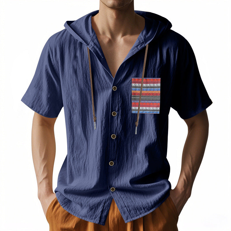 Herren Hoodie Hemd mit Knöpfen Bunt Berlin Streetwear