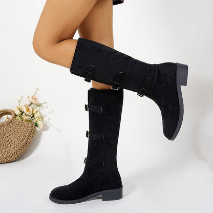Damen Stiefel Overknee Schnalle Robust Winter