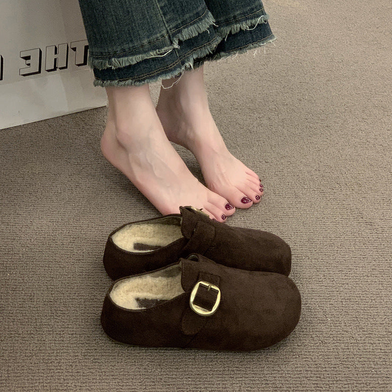 Damen Clogs Bequem Kuschelig Schnallenverschluss Modern