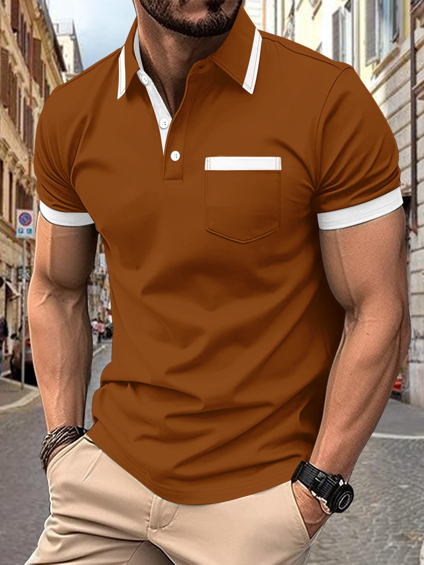 Herren Polo-Shirt Modern KontrastkragenSlim Fit