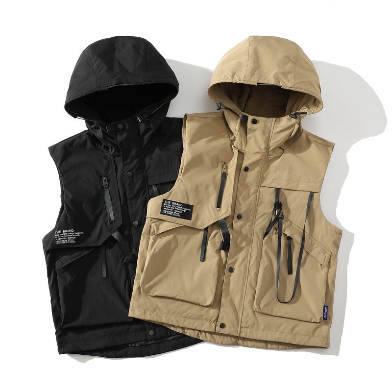 Herren Outdoor-Weste Wasserdicht mit Kapuze und Taschen - BerlinGlamour