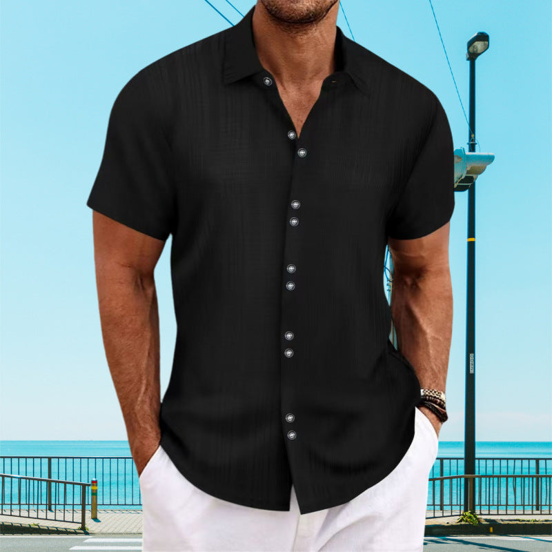 Herren Kurzarmhemd Elegantes Design Knopfleiste Modern