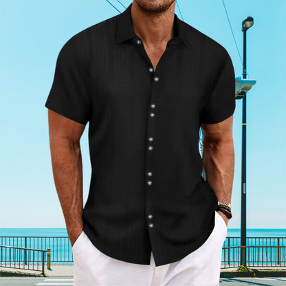 Herren Kurzarmhemd Elegantes Design Knopfleiste Modern