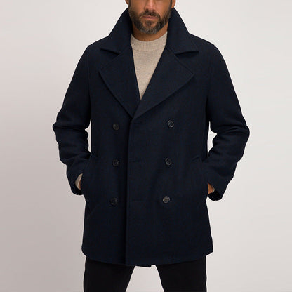 Herren Überwurfmantel Elegant Schwarzer Wintermantel