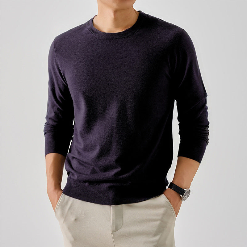 Herren Pullover Klassisch Rundhals Feinwolle Elegangt