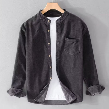 Herren Hemden Slim Fit Mandarin Kragen Elegent