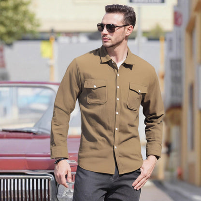 Herren Langarmhemd Modern mit Brusttaschen und Bequemem Schnitt