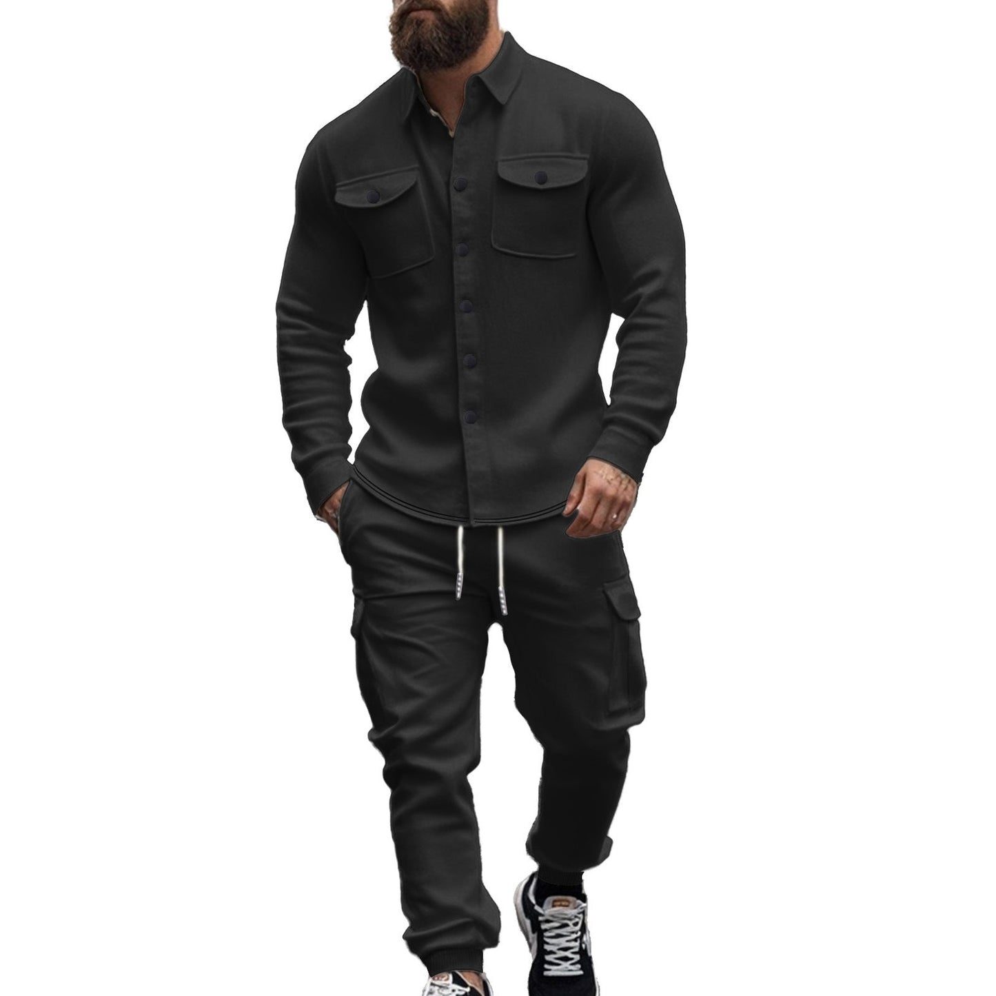 Herren Cargo-Hose modisch mit Langarm-Shirt Trendy