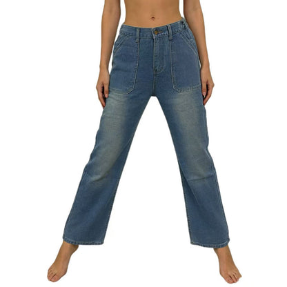 Damen Jeans High Waist Große Taschen Bequem