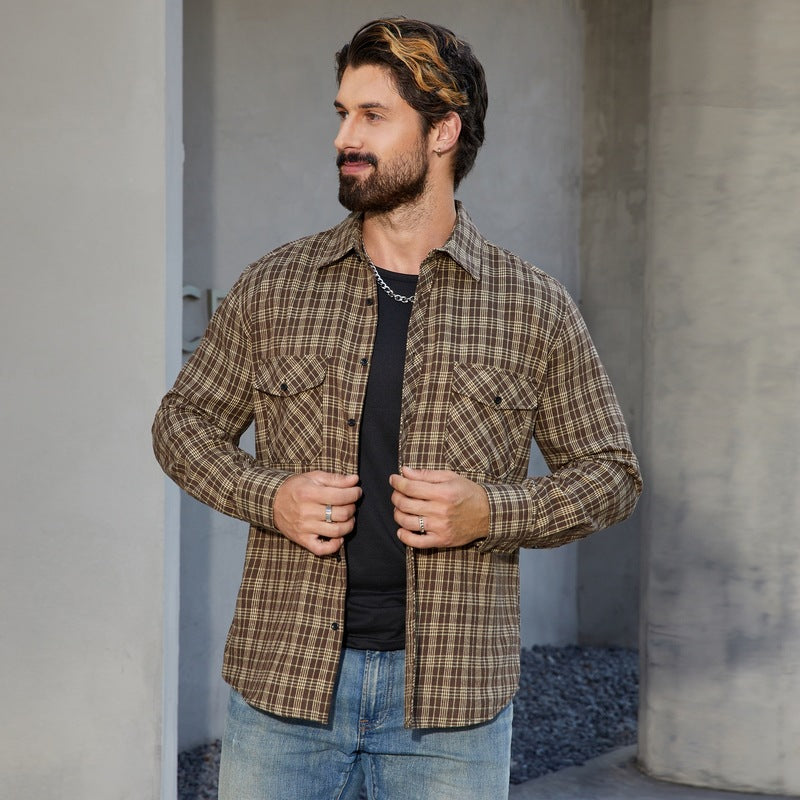 Herren Arbeitshemd Kariert mit Taschen Modern - BerlinGlamour