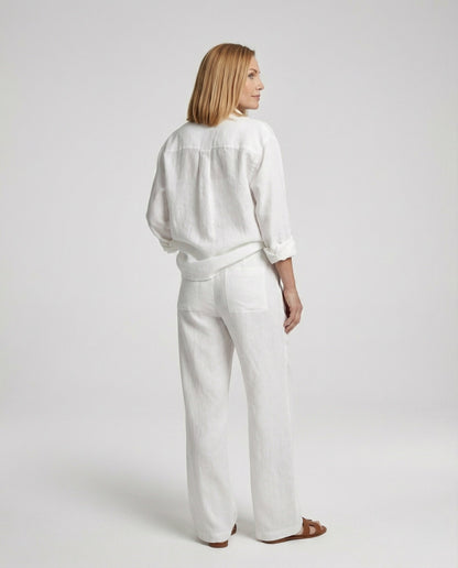 Damen Leinen-Set mit weitem Hemd und Marlenehose Sommer