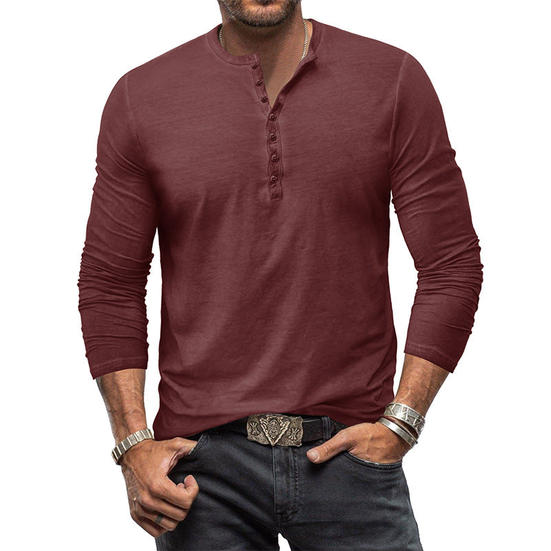 Herren Henley Shirt Langarm Elegantes Design Modern - BerlinGlamour