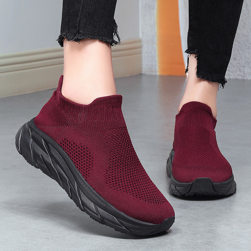 Damen Sneaker Atmungsaktiv Strick Schuhe Bequem Flexibel