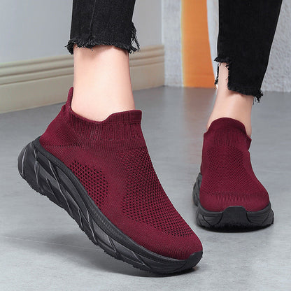 Damen Sneaker Atmungsaktiv Strick Schuhe Bequem Flexibel